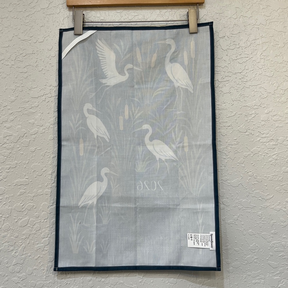 Spoonflower 2026 Heron Calendar Tea Towel Linen Cotton Wall Hanging - Picture 7 of 7